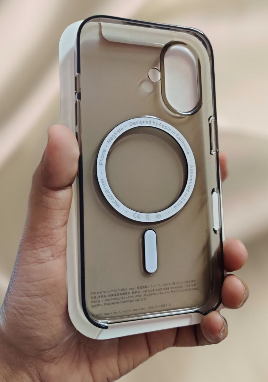 Transparent iPhone case with silver MagSafe ring for iphone 16 plus cases Durable, sleek, and MagSafe compatible cover 