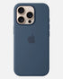 Blue silicone iPhone case with MagSafe for iphone 16 pro max cover case. Soft touch, durable, and stylish apple cover