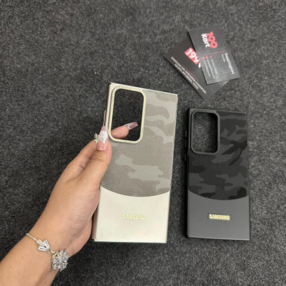 Luxury Samsung case in black and gold, s24 ultra cases india featuring a textured grip and sleek cutouts for precise fitting