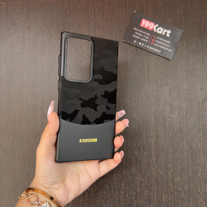 Black camouflage Samsung cases, s24 ultra cases india featuring a rugged design with a premium matte finish for a stylish and secure grip