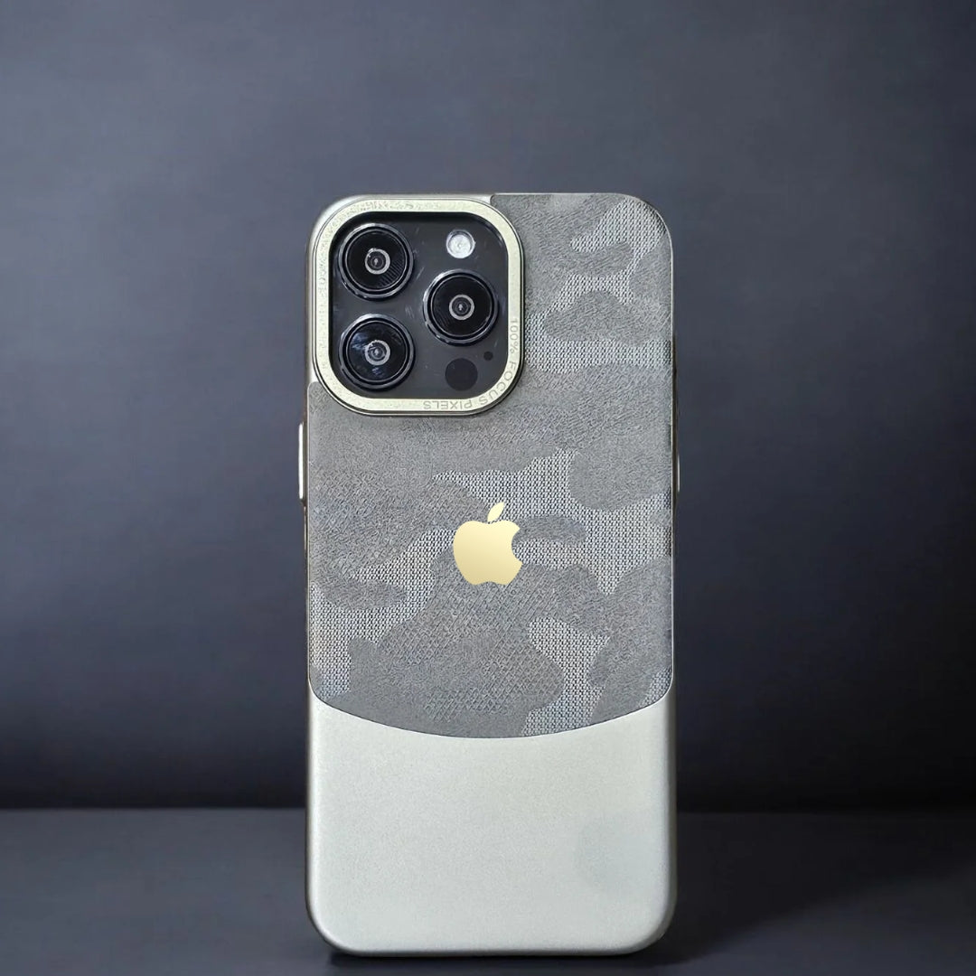 Luxury camouflage iPhone case,  iphone 16 pro max cover featuring a sleek dual tone design with a soft matte finish that&