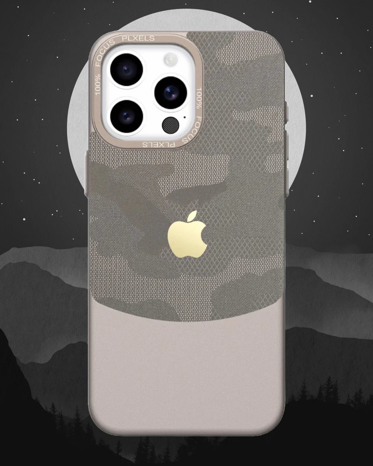 Trendy camouflage flip iPhone cover in beige, iphone 15 pro max cover offering sleek protection and a premium aesthetic