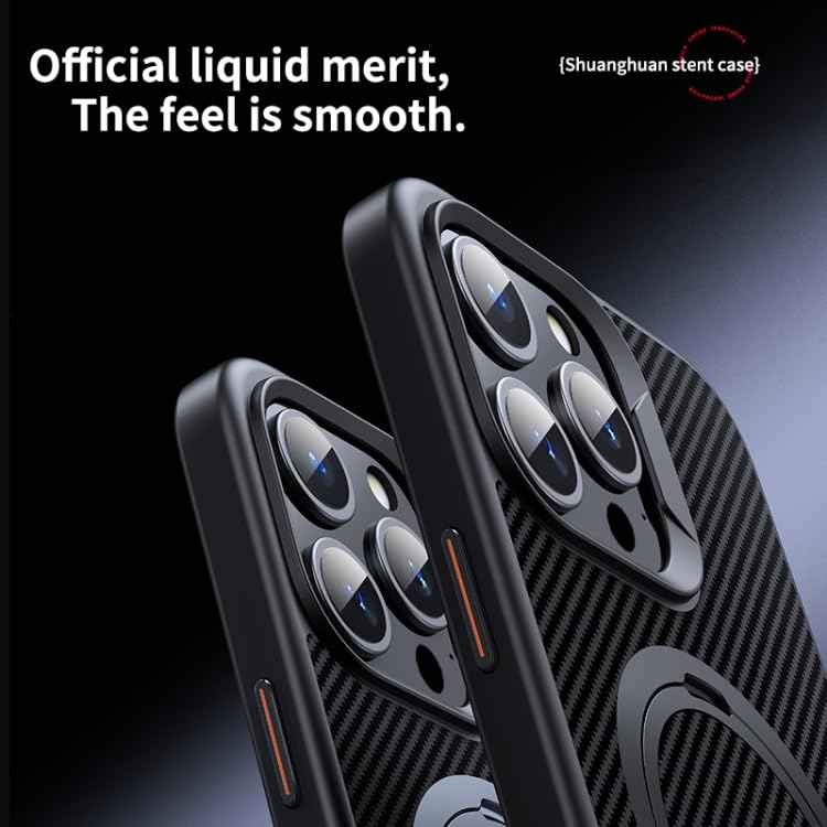 High end carbon fiber iPhone cover, iphone 15 pro max cases providing a strong grip and magnetic auxiliary support for seamless usability.