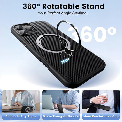 Magnetic shockproof iPhone cover, iphone 15 pro max cases designed with 360° rotatable stand and reinforced protection.