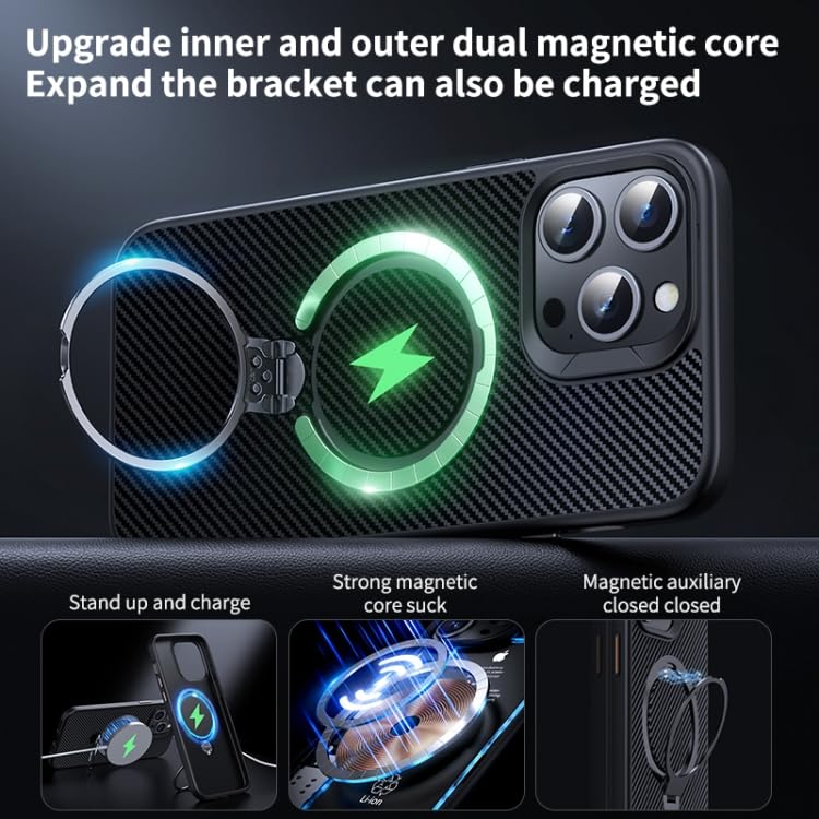 Stylish MagSafe iPhone case with built in stand, iphone 15 pro max back cover supporting multiple angles for comfortable hands free viewing