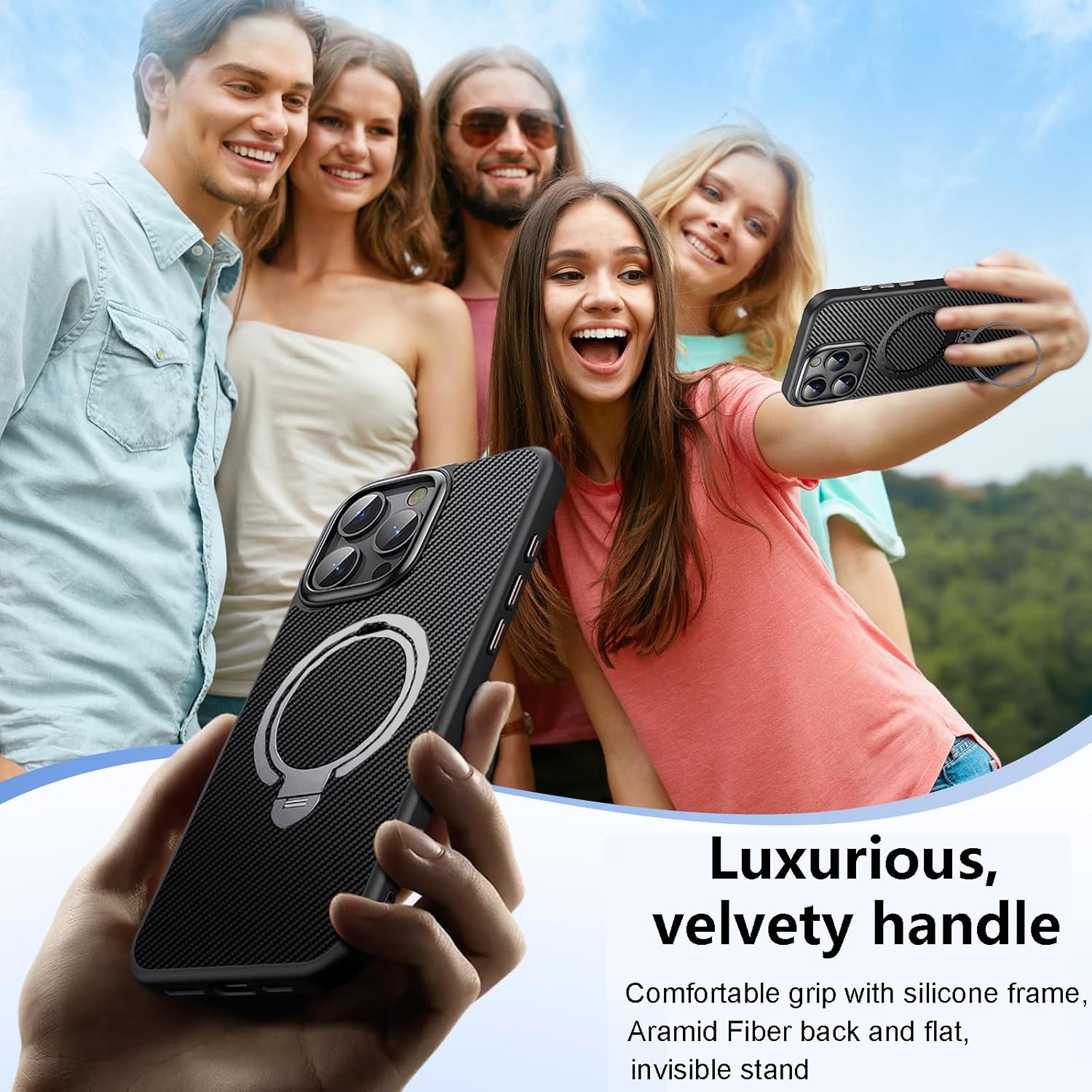 Soft silicone edge carbon fiber iPhone case, iphone 15 pro max cases designed for easy installation and a smooth, comfortable feel.