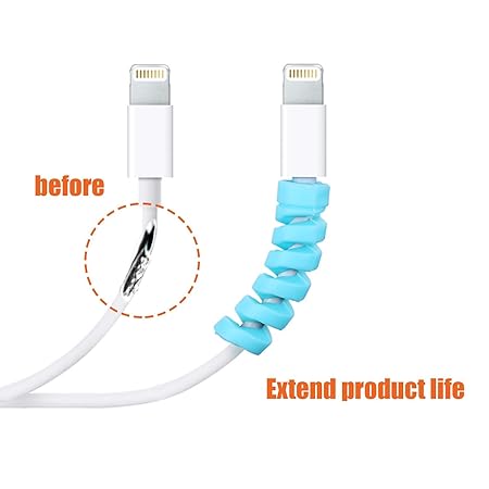  Pack of 4 vibrant silicone protectors for charging cables and earphones, helping to keep cords safe from wear and tear