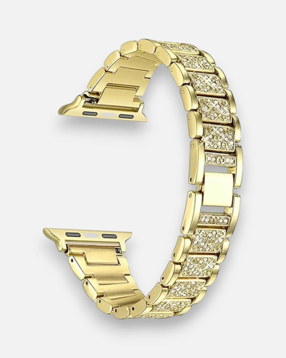 Luxurious gold plated apple watch straps with embedded stones, designed for 42mm to 49mm models. A perfect blend of elegance and durability