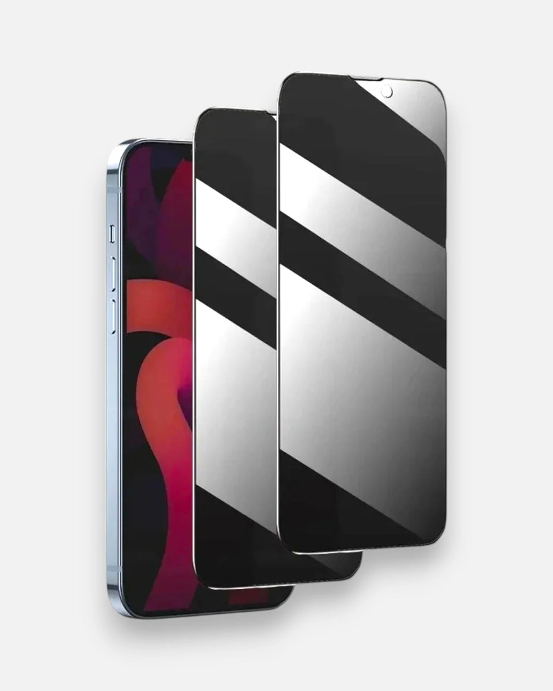 Tempered glass privacy screen protector for iPhone, preventing unwanted viewing angles while keeping the display crisp