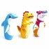 Set of three inflatable bop bags featuring a dolphin, dinosaur, and tiger, designed for kids&