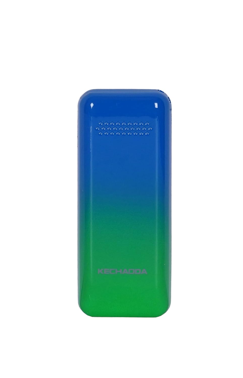 Back view of Kechaoda A27 dual sim  feature phone with a vertical speaker grilled and gradient green blue finish, highlighting its stylish rear design.