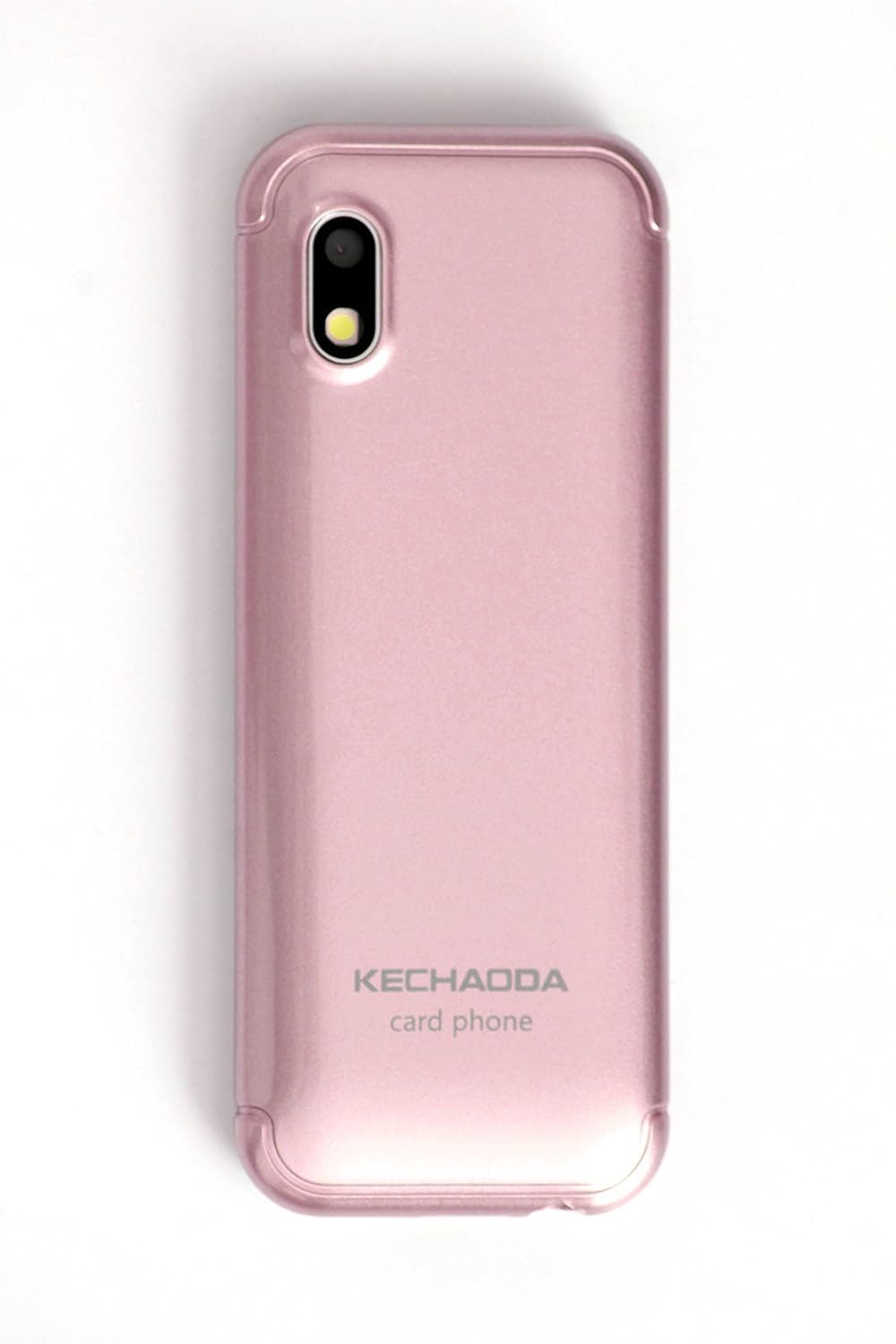 Back view of pink Kechaoda K33 card phone with rear camera and brand logo