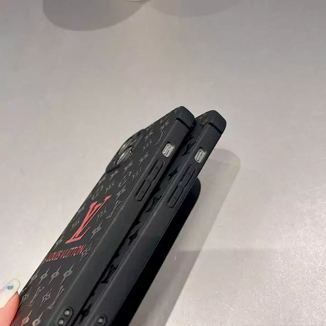 Close up side angle of black iPhone covers for iphone 16 pro case with tactile buttons and raised edge protection designer Apple cover with stylish finish
