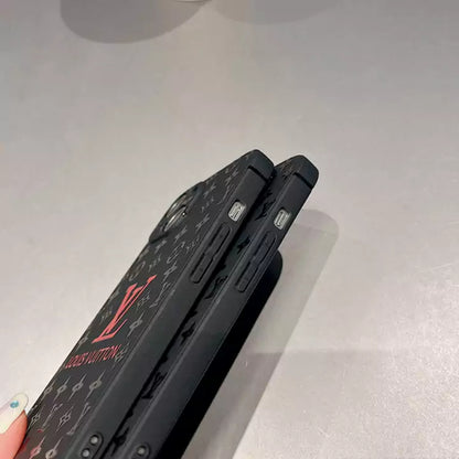 Close up side angle of black iPhone covers for iphone 16 pro case with tactile buttons and raised edge protection designer Apple cover with stylish finish
