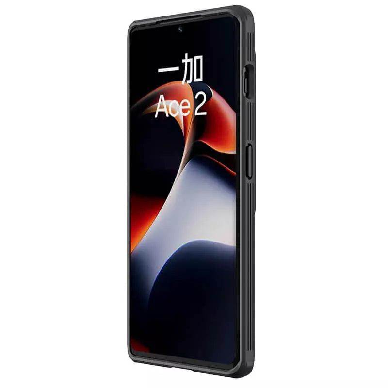 Slanted front view of the phone case highlighting the screen protection and slim fit design for oneplus 11R