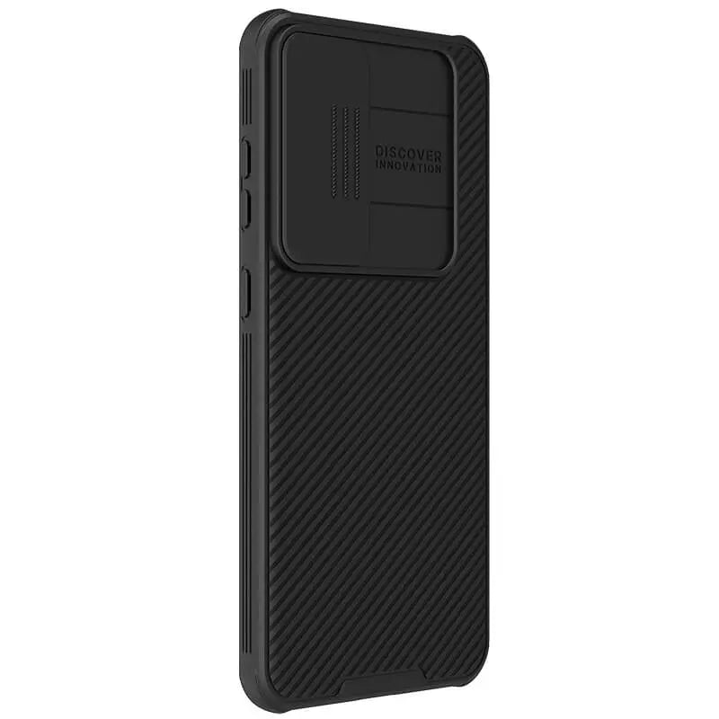 Side angle view of the Nillkin CamShield Pro case showing the slim profile and raised camera protection for S24 ultra