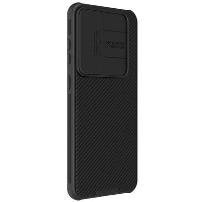 Side angle view of the Nillkin CamShield Pro case showing the slim profile and raised camera protection for S24 ultra