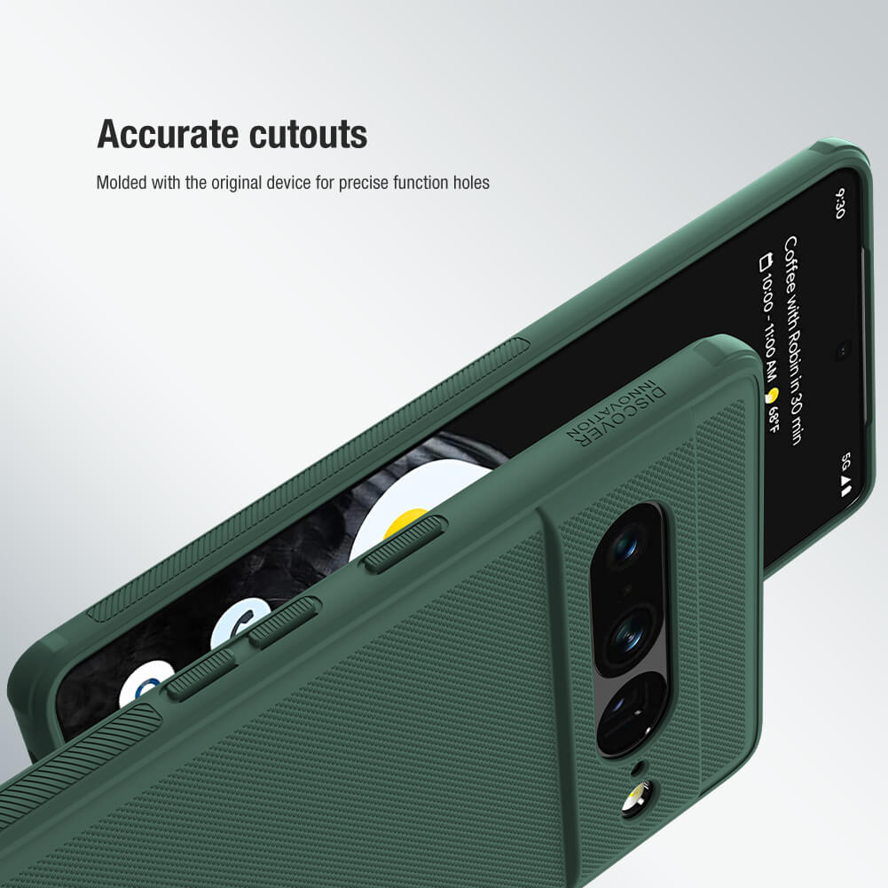Green mobile covers for Google Pixel 7 Pro case with precise cutouts, ensuring easy access to buttons, ports, and camera for seamless functionality
