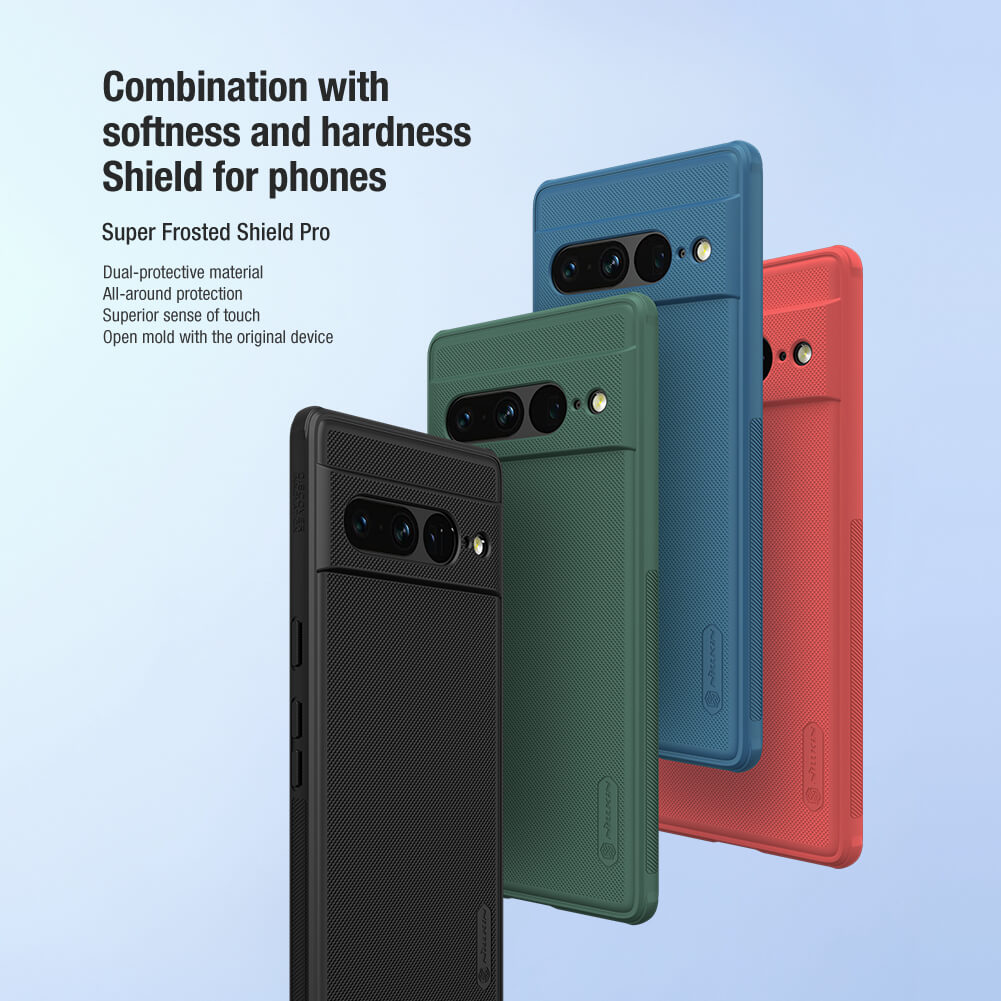 Frosted shield pro mobile covers in black, blue, and red stylish and impact resistant for Google Pixel 7 Pro 
