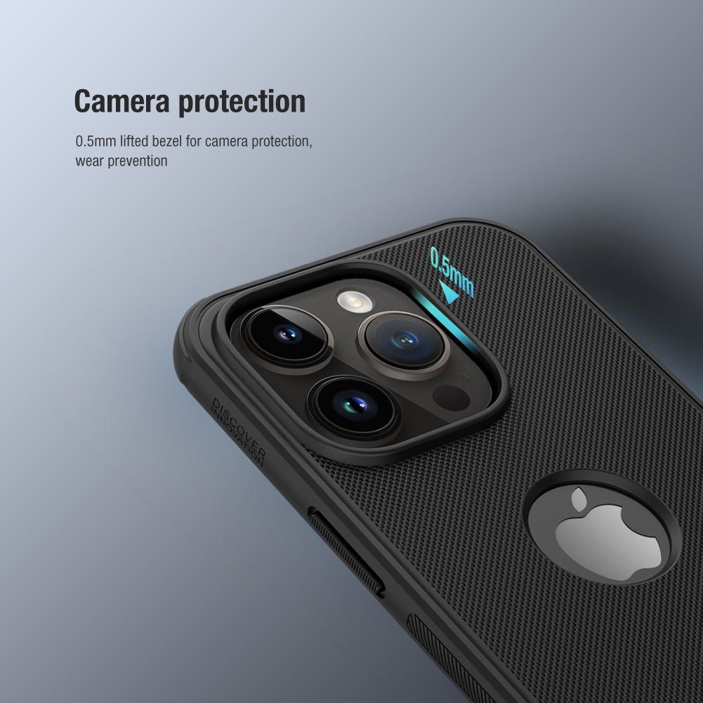Black iPhone cover showing raised 0.5mm edge for enhanced camera protection. iphone 14 plus cover with  Matte finish Apple cover designed to guard lens effectively
