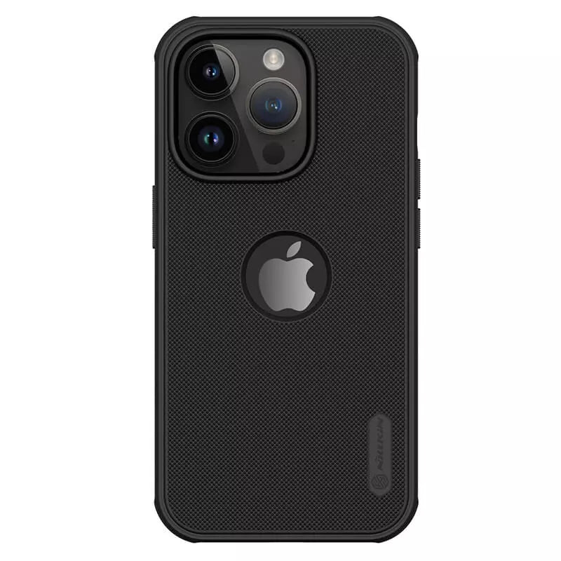 Black matte texture iPhone case for iphone 14 plus cover with visible Apple logo and precise camera cutout slim and durable iPhone cover.
