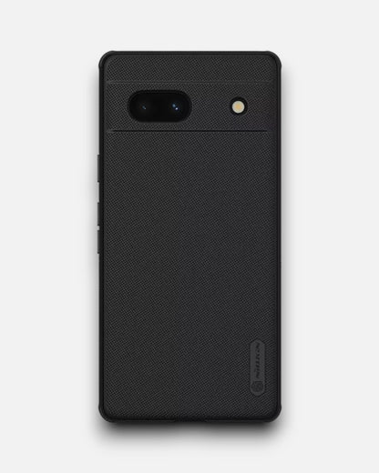 Premium matte black case for google pixel 7a with a textured grip, anti fingerprint coating, and rugged protection.