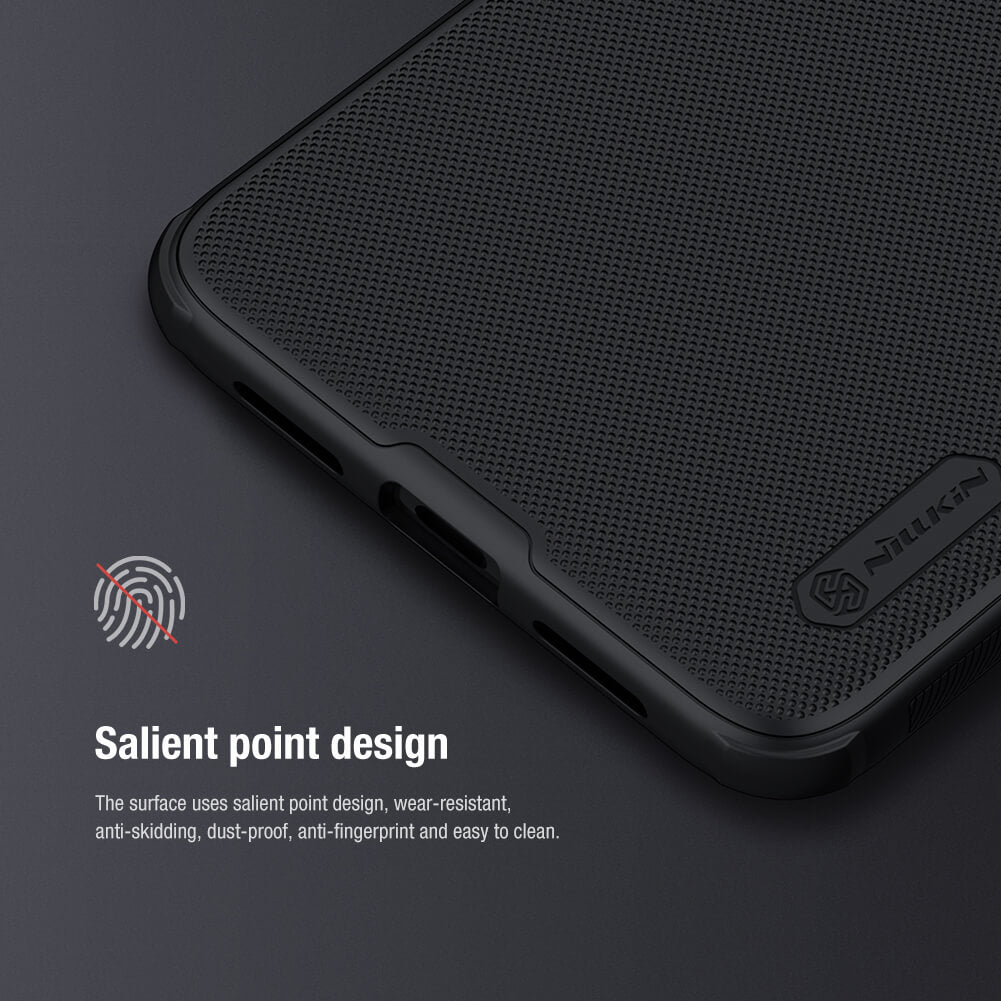Close up of a black Google Pixel 8 Pro case featuring a textured, fingerprint resistant surface for enhanced grip and durability