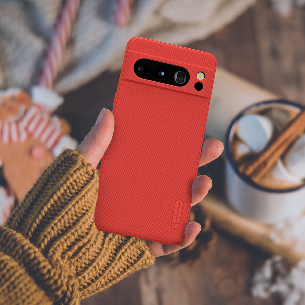 Vibrant red Google Pixel 8 Pro case held in hand, showcasing a stylish and sleek design for a modern look