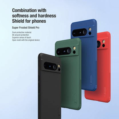 Google Pixel 8 Pro case in various colors including black, green, red, and blue, made from high-quality scratch resistant material