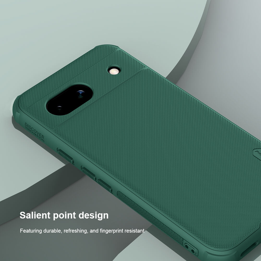 Green Google Pixel 8A case with a textured surface and fingerprint resistant design for durability and style
