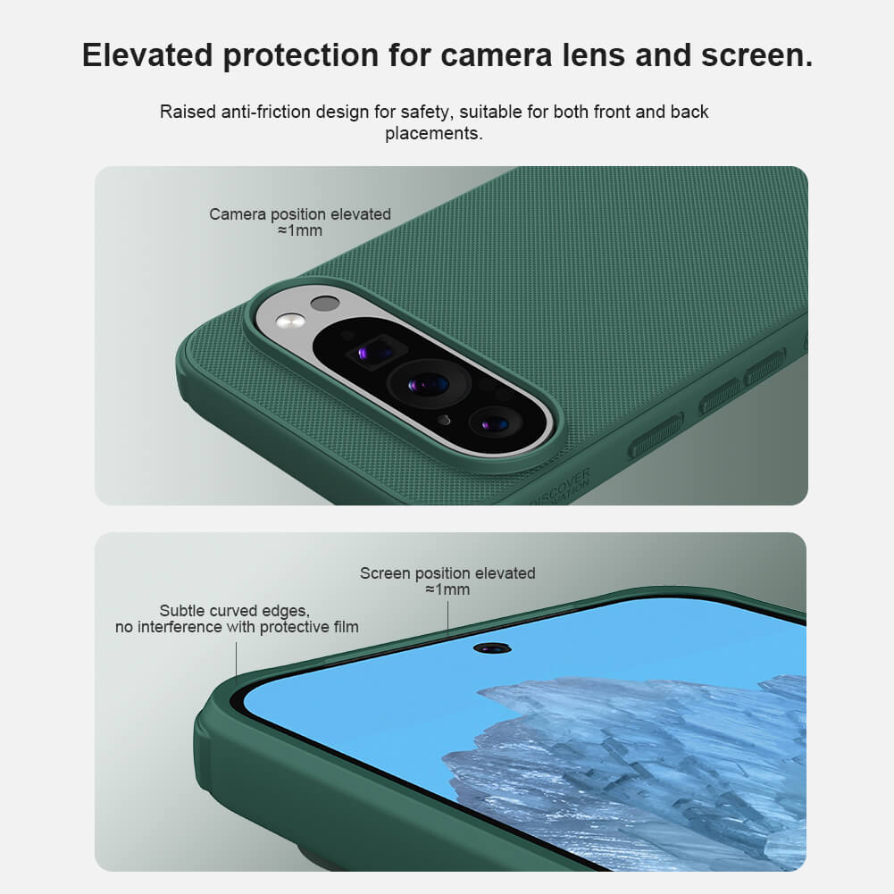 Close up of Google Pixel 9 Pro XL case with raised edges for camera lens protection, preventing scratches and wear