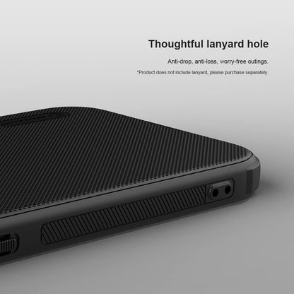 Close up of the black Pixel 9 pro XL mobile cover showcasing a thoughtful lanyard hole for anti drop and anti loss security