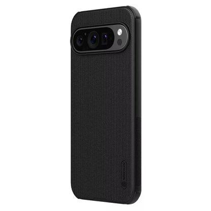  Sleek black Google Pixel 9 pro XL phone case placed next to a premium pen, emphasizing its professional and minimalist design