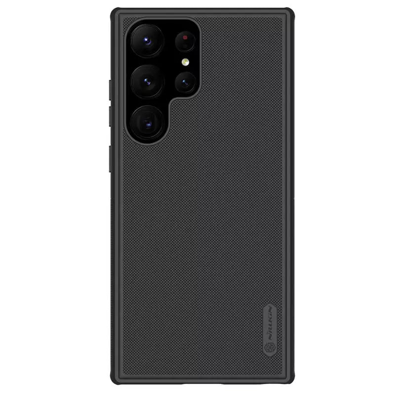  Minimalist back view of a black Samsung cover with clean camera cutouts and slim fit design fors23 ultra cover