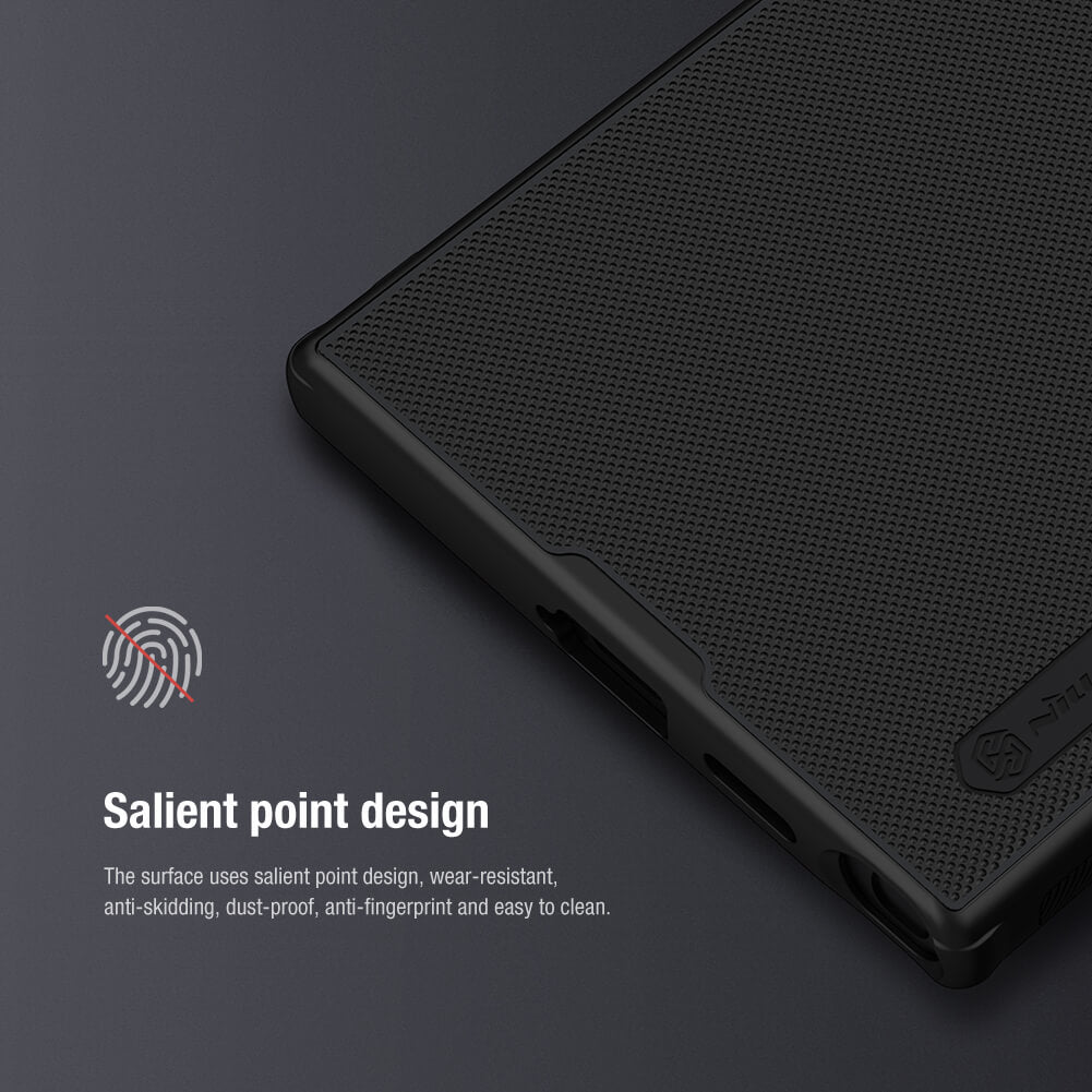  Anti fingerprint matte design with dotted texture shown in close up of black s24 ultra cases india