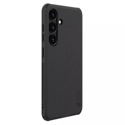 Side angle display of the matte black Nillkin s24 ultra cases india highlighting its anti slip textured surface.