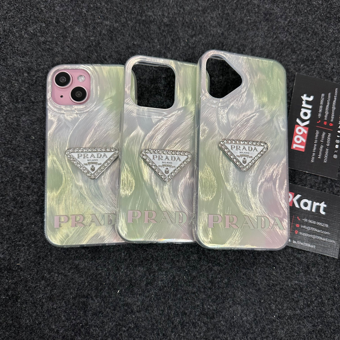 Luxury Prada electroplated iPhone case, iphone 15 cover featuring an embossed stone logo and premium glossy finish for a sophisticated look