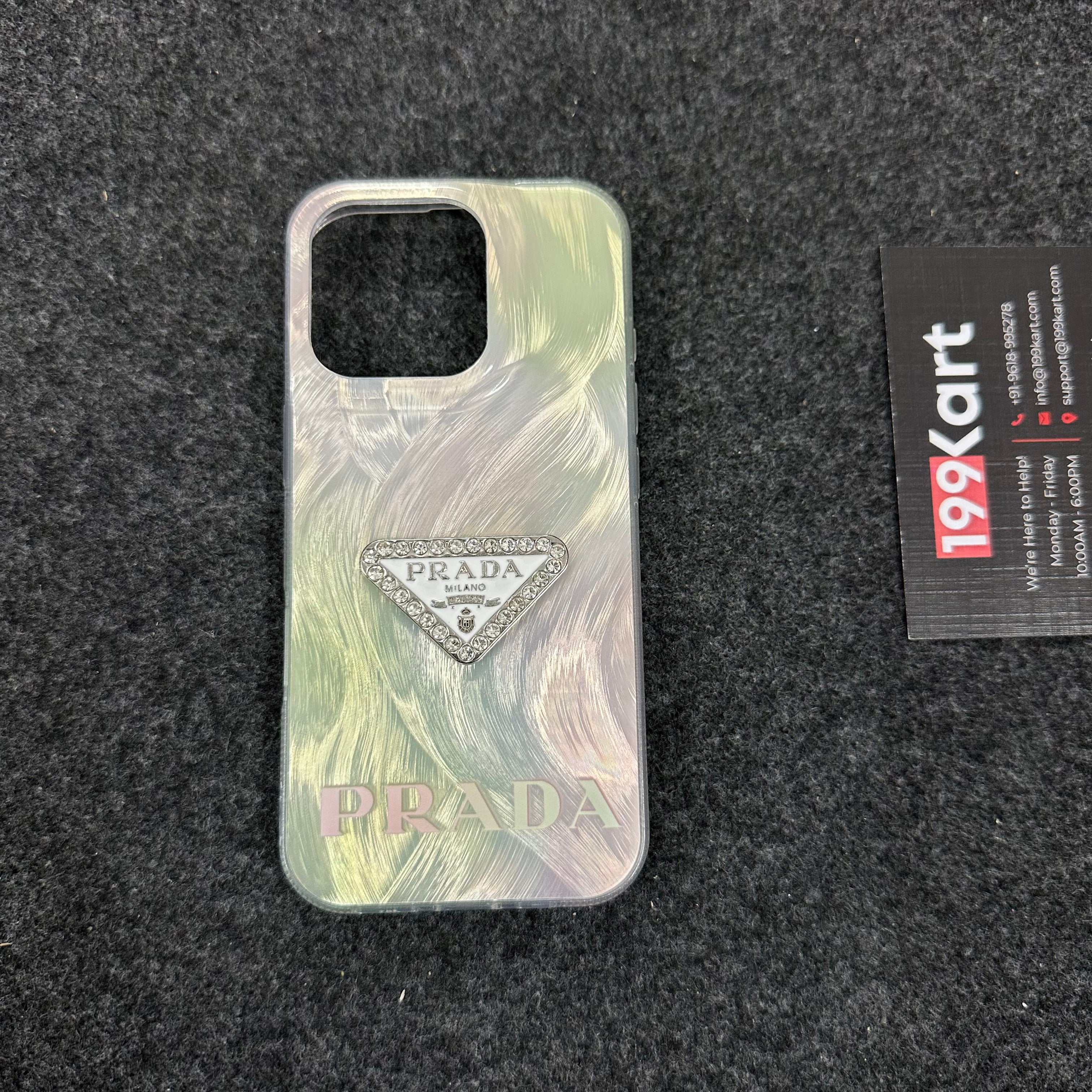 Chic Prada electroplated case, iphone 16 pro back cover delivering a luxurious feel with precision fit cutouts for effortless use