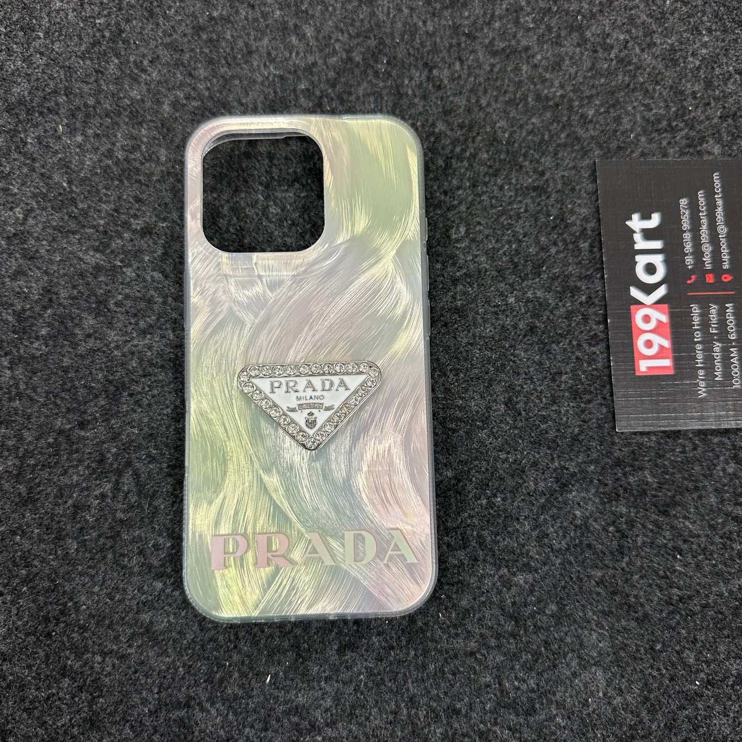 Ultra slim Prada electroplated back cover, iphone 16 pro back cover offering a comfortable grip with elegant metallic detailing