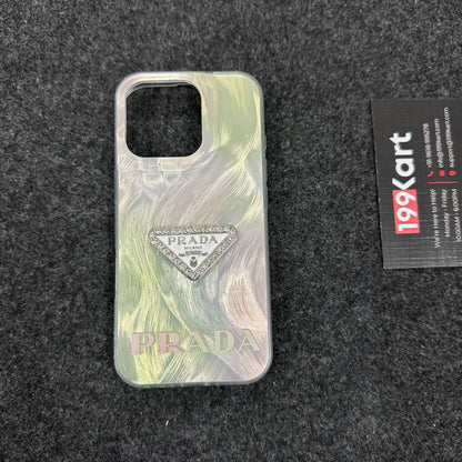 Ultra slim Prada electroplated back cover, iphone 16 pro back cover offering a comfortable grip with elegant metallic detailing