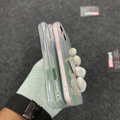 Premium Prada inspired iPhone case, iphone 15 cover built with shock resistant material and precise cutouts for easy accessibility