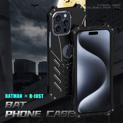 Batman x R Just inspired iPhone cover design with bold typography on an urban themed background for iphone 15 pro max cover