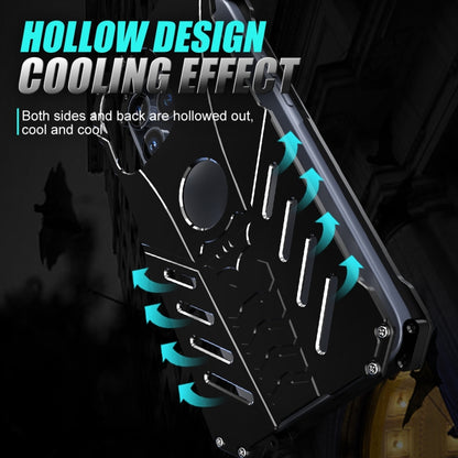 Hollow structure of batman iPhone cases shown with airflow arrows for cooling effect for iphone 15 pro max cover