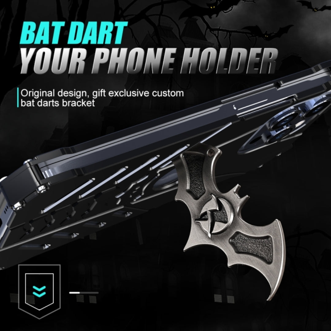 Bat dart holder integrated into the iPhone cover, doubling as a phone stand for iphone 15 pro max cover