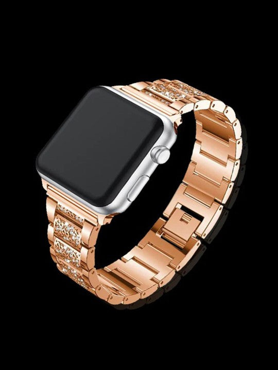 Rose gold metal strap for apple watch straps with a polished finish, compatible with 42mm to 49mm models.