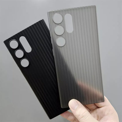 Matte black samsung cover with a transparent frost white variant, both featuring ribbed textures and camera cutouts for the S25 Ultra