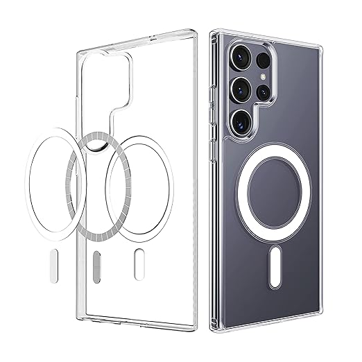  Transparent mobile covers featuring a built in MagSafe magnetic ring for seamless accessory compatibility and secure attachment for S25 ultra