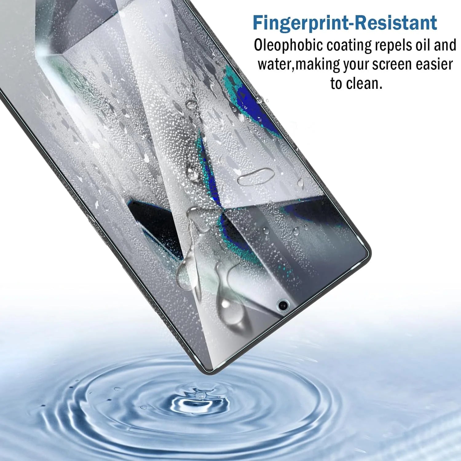 advanced oleophobic coating tempered glass repels water, fingerprints, and smudges for a cleaner screen.