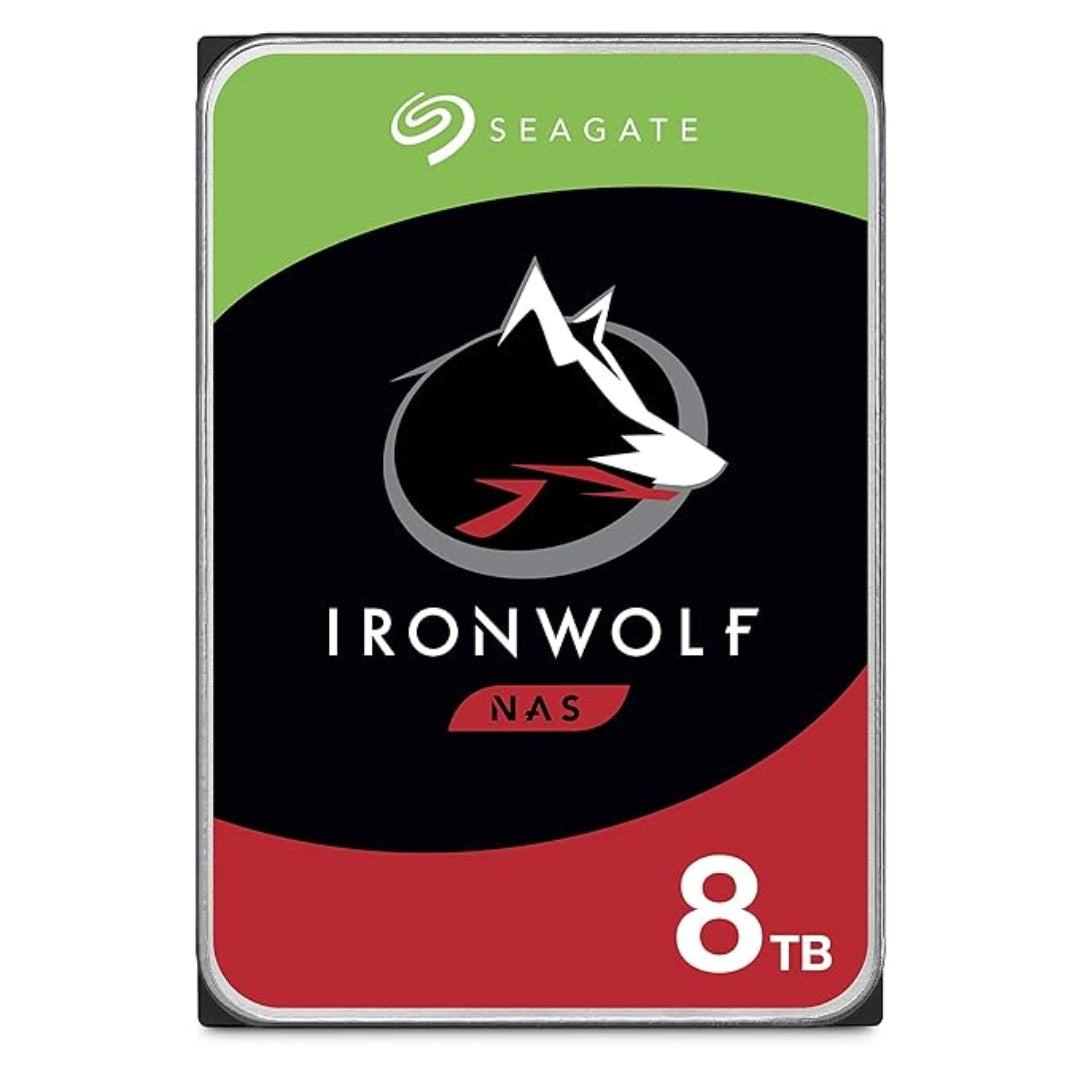 Front view of Seagate IronWolf NAS 8TB hard drive 