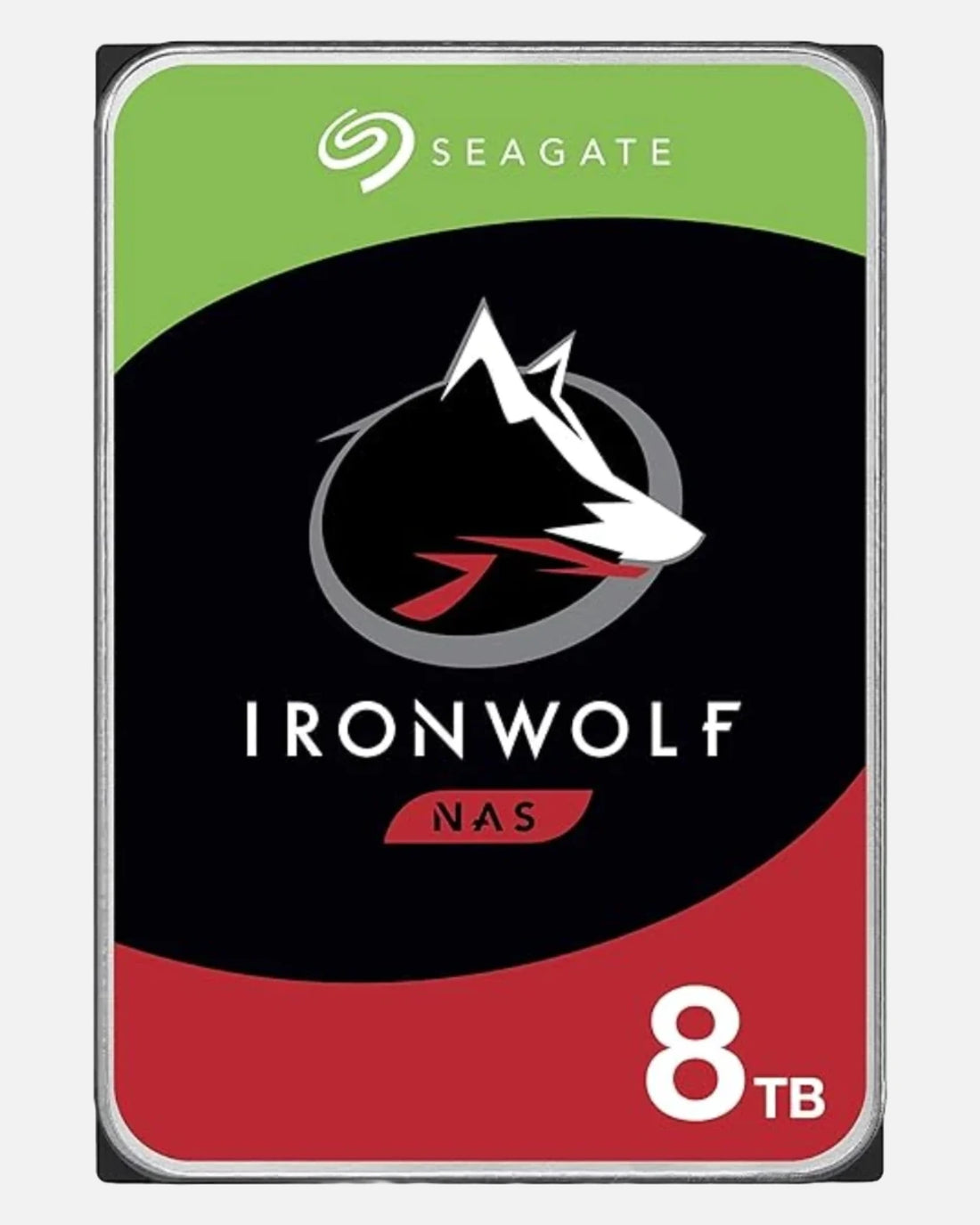 Front view of Seagate IronWolf NAS 8TB hard drive
